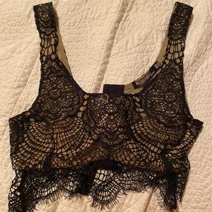 For Love & Lemons Skivvies Black Lave Bralette XS